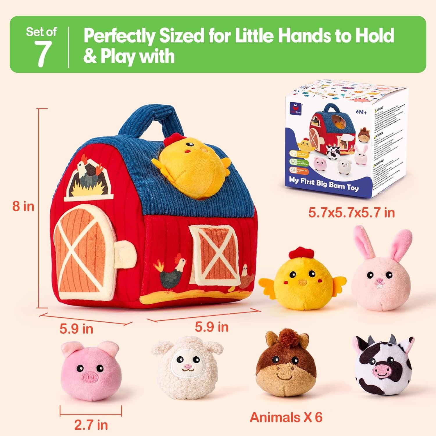 71orQlN7WGL._AC_SL1500_.jpg Baby Toys Stuffed Farm Animals - Image 8